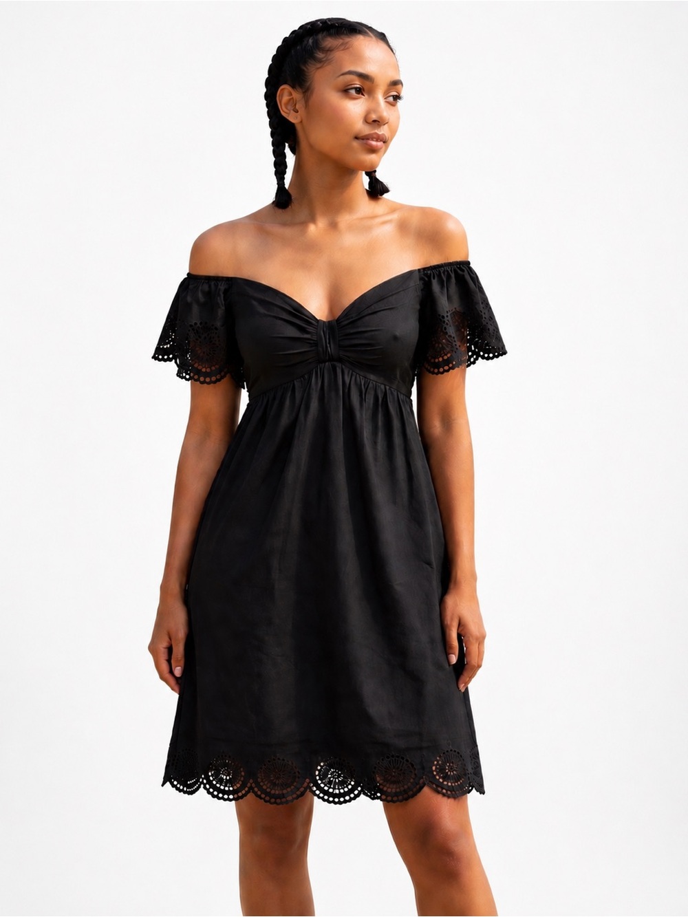 Robert Rodriguez Black Label Black Eyelet Babydoll Dress Size 4